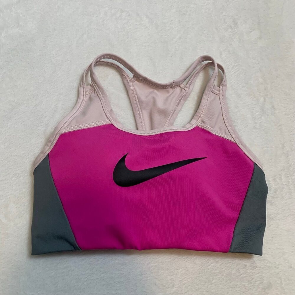 Nike Sports Bra Women Small Pink Colorblock Racerback Swoosh Activewear‎
